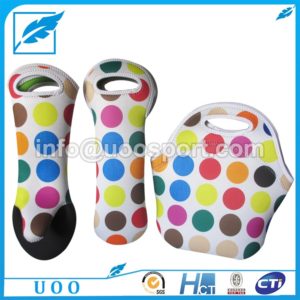 UOO Neoprene Lunch Bag with micro-wave oven Gloves and Wine Bottle Cooler Bag
